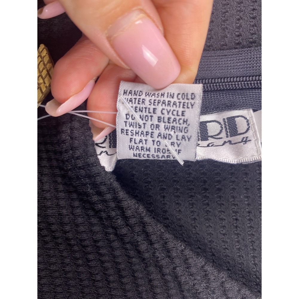 Richard and Company Long Dress Women Size M Black Cotton Waffle Knit Novelty NWT - Picture 4 of 13